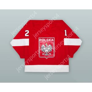 Personalizzata MARIUSZ CZERKAWSKI 21 SQUADRA NAZIONALE POLONIA MAGLIA ROSSA DA HOCKEY NUOVA cucitura superiore S-M-L-XL-XXL-3XL-4XL-5XL-6XL