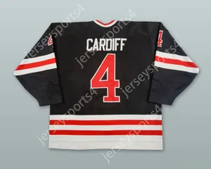 Custom Mark Cardiff 4 Niagara Falls Thunder Black Hockey Jersey Top gestikt S-M-L-XL-XXL-3XL-4XL-5XL-6XL