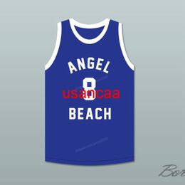 Carne personalizada Tuperello # 8 Angel Beach Gators Basketball Jersey cosido azul cualquier nombre y número