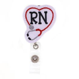 Aangepaste medische sleutelhanger vilt stethoscoop OT NP RN LPN ICU BSN ARTS RT MA PCT intrekbare badgehaspel voor verpleegsteraccessoires291k