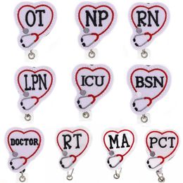 Porte-clés médical personnalisé, stéthoscope en feutre OT NP RN LPN ICU BSN DOCTOR RT MA PCT, bobine de badge rétractable pour infirmières, accessoires 280d