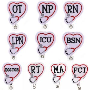 Porte-clés médical personnalisé, stéthoscope en feutre OT NP RN LPN ICU BSN DOCTOR RT MA PCT, bobine de Badge rétractable pour infirmière, accessoires 308a