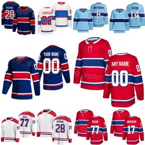 CUSTOM Hommes Enfants Femmes Hockey 5 David Reinbacher Maillots 14 Nick Suzuki 77 Kirby Dach 22 Cole Caufield 8 Mike Matheson 17 Josh Anderson 28 Ch