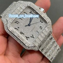 Hombres personalizados Muñeca de lujo Bling VVS Moissanite Diamond Watches Out Watches VVS VVS Bisel Custom Watch For Men Bust Down Watch