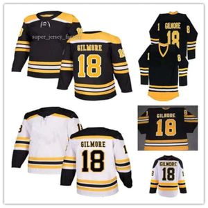 AANGEPASTE Mannen Retro 18 Happy Gilmore Boston Hockey Jerseys Zwart Wit Geel Alternatieve Ed Uniformen Vrouwen Jeugd Maat S-3XL 9669 3372