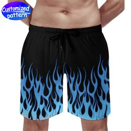 Pantalones de playa personalizados para hombre con bolsillo, transpirables y cómodos, no fáciles de formar bolitas, cordón forrado con tela de malla, cuero melocotón informal suelto, 170 g, azul llama negro