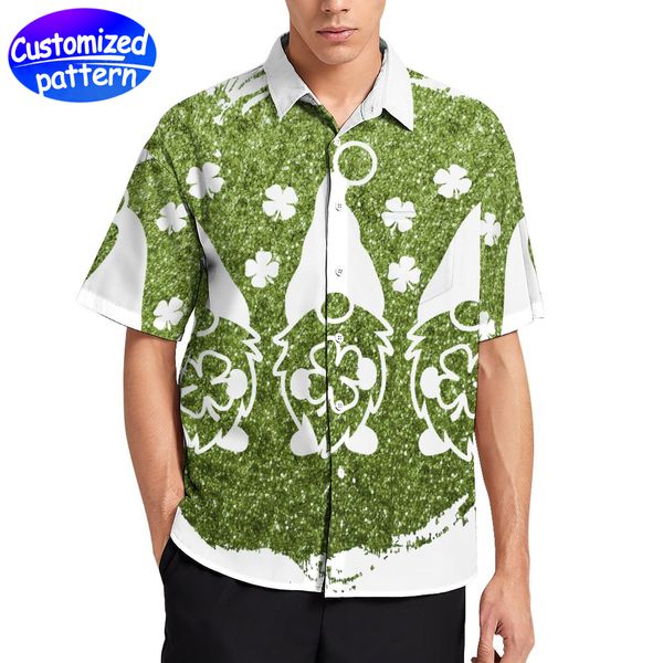 Solapa de hombre personalizada con camisa de manga corta con bolsillo Diseño de pecho clásico suave y cómodo Todo con estilo Regalo del Día de San Patricio Poliéster 186g verde