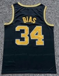 Aangepaste Len Bias 34 Maryland Terrapins Movie Basketball Jersey voor heren gestikt zwart S-6XL