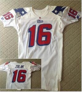 Custom Heren Scott Zolak # 16 Team uitgegeven 1990 White College Jersey Size S-4XL of Custom Any Name of Number Jersey