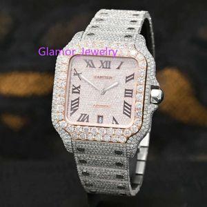 Aangepaste herenhorloges Iced Out Moissanite Diamonds Watch Automatische instelling Hip Hop Stijlvolle arbeidskosten voor elke diamant