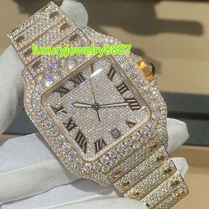 Montre de luxe personnalisée pour hommes et femmes, haut de gamme, diamant scintillant, VVS Moissanite, Hip Hop, montres mécaniques en acier inoxydable glacé