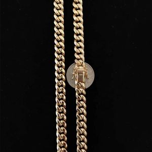Aangepaste mannen dames hiphop sieraden 9 mm 10 mm gele gouden ketting ketting 10k 14k echte vaste gouden miami cuban link ketting