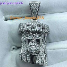Hommes personnalisés femmes glacés réels sier 10k 14k Gold Vvs Moisanite Diamond Jesus Christian Hip Hop Pendant collier