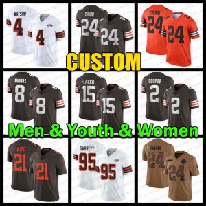 Hombres personalizados Mujeres Yout Cleveland''browns''24 Nick Cubb 15 Joe Flacco Jersey de fútbol 95 Myles Garrett 4 Desaun Watson 23 Martin Emerson Jr. Amari Cooper