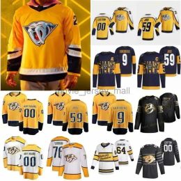 Aangepaste mannen vrouwen jeugd 59 Roman Josi 2023 omgekeerde retro Jersey Predator Mikael Granlund Nashville''predators''ryan Mcdonagh Eeli Toanen Fi