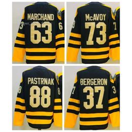 Personnalisé Hommes Femmes Jeunes Boston Bruins Jersey 88 David Pastrnak 63 Brad Marchand 73 Charlie Mcavoy Hockey Jerseys Noir Jaune Ed 8620 5209