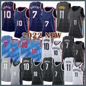 Aangepaste mannen vrouwen jeugd Brooklyn''Nets''basketbal Jersey heren 11 72 Kevin Durant Ben Simmons 7 10 Kyrie Irving zwarte contrastkleur