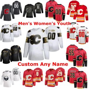 Personnalisé Hommes Femmes Jeunes Calgary''Flames''Hockey Jerseys 56 Erik Gustafsson Jersey 20 Derek Forbort Johnny Gaudreau Matthew Tkachuk Cousu sur mesure