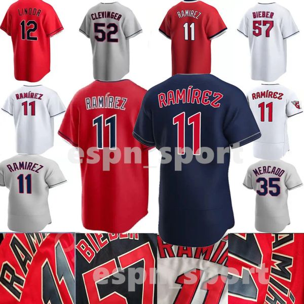 Personnalisé Hommes Femmes Jeunes Cleveland''Indians''Jose Ramirez Jersey 48 Emmanuel Clase 38 Steven Kwan 0 Andres Gimenez 22 Josh Naylor 1 Amed Rosario Baseball Jerseys