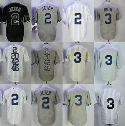 personnalisé Hommes femmes jeunesse nouveau retour Jersey 3 BABE RUTH 2 DEREK JETER maillot de baseball