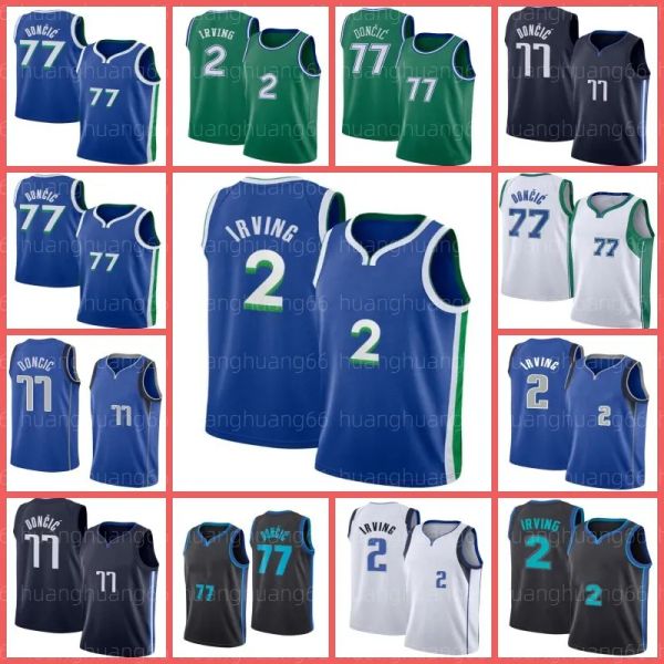 Hommes personnalisés Femmes Jeunes Enfants Dallas''Mavericks''Kyrie Irving Luka Doncic Jersey Basketball 2 77 2022 City Fans Shirt vert maillots blancs