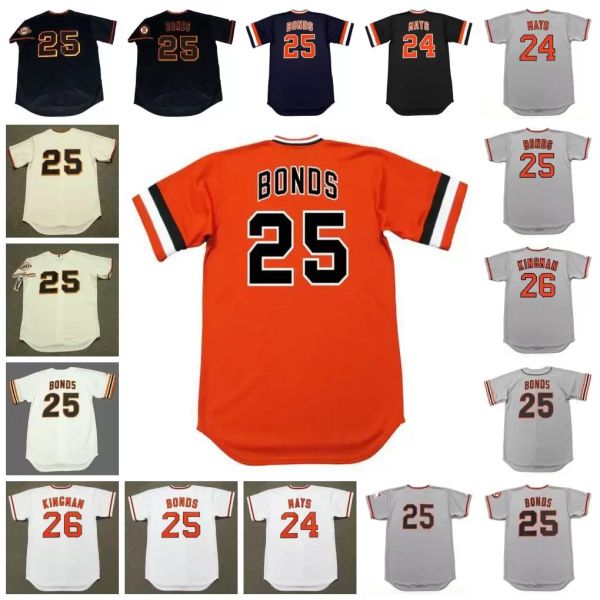 Hommes personnalisés Femmes Jeunes Enfants San Francisco''Giants''Vintage Baseball Jersey 24 WILLIE MAYS 1970''s 25 BARRY BONDS BOBBY 1969 26 DAVE KINGMAN 1973