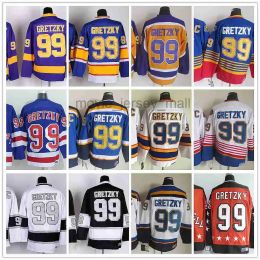 Custom Mannen Vrouwen Jeugd Los''Angeles''Kings Nieuwe Retro Ijshockey Jerseys 99 Wayne Gretzky Gestikt Jersey