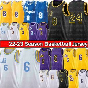 Personnalisé Hommes Femmes Jeunes Los Angeles''Lakers''3 Davis 6 James 23 Lebron Basketball 8 24 Mens BrYant Yellow City Shorts Black Mamba Edition Jerseys