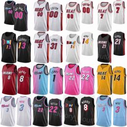 Aangepaste mannen vrouwen jeugd Miami''Heat''Basketbal Bam Adebayo Jersey 13 Duncan Robinson 55 Jimmy Butler 22 Kyle Lowry 7 Dwyane Wade 3 Tyler Herro 14 Sport Edition shirt