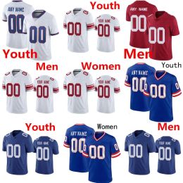 Aangepaste heren dames jeugd New York''giants''voetbalshirt Daniel Jones Saquon Barkley Matt Breida Tyrod Taylor Devito Dexter Lawrence II Darren Waller rood