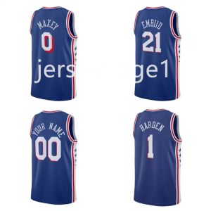 Hommes personnalisés Femmes Jeunes Philadelphie''76ers''Allen Iverson James Harden 75e Jersey personnalisé Joel 21 Embiid 22 Matisse Thybulle Julius 6 Erving 0 Tyrese Maxey