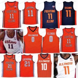 Custom Men Youth Illinois Fighting Illini Basketbal Jersey College Ayo Dosunmu Kofi Cockburn Trent Frazier Da'Monte Williams Miller Curbelo