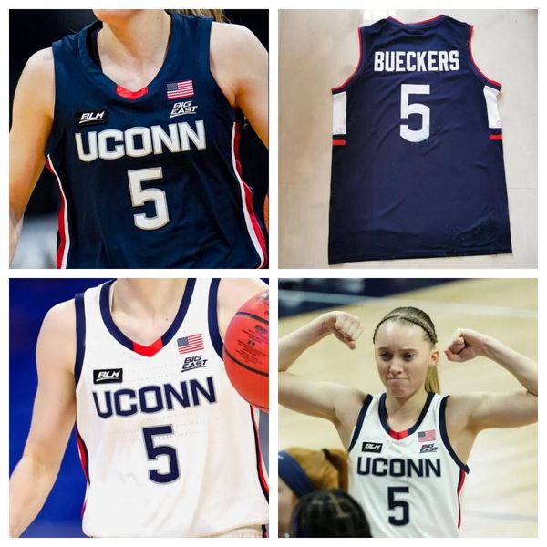 Hombres personalizados Jóvenes NUEVOS Huskies Camisetas de baloncesto NCAA Connecticut Uconn Throwback # 5 Paige Bueckers College Jersey Personalizado Cualquier nombre