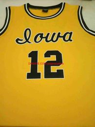 Personnalisé Hommes Jeunes femmes # 12 Ronnie Lester Iowa Hawkeyes Basketball Jersey S-4XL 5XL personnalisé n'importe quel maillot de numéro de nom