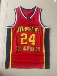 Aangepaste mannen jeugdvrouwen zeldzame mcdonalds k b witte rood college basketball jersey maat s-4XL of op maat gemaakte naam of nummertrui