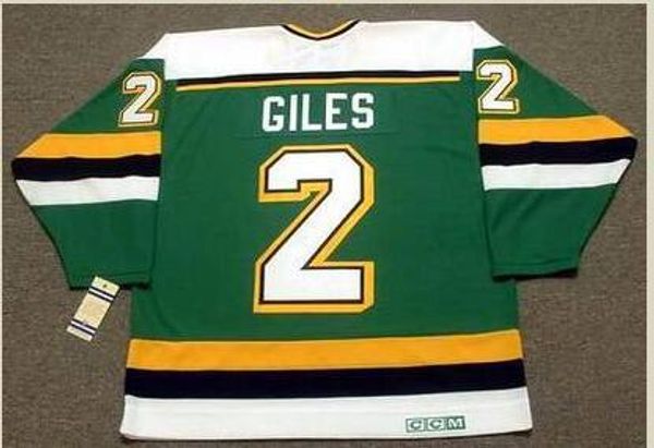 Personnalisé Hommes Jeunes femmes Vintage # 2 CURT GILES Minnesota North Stars 1990 CCM Hockey Jersey Taille S-5XL ou personnalisé n'importe quel nom ou numéro