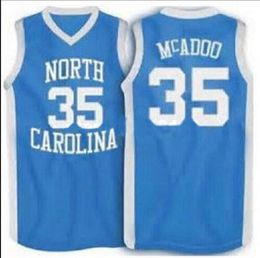 Aangepaste mannen jeugd vrouwen Vintage #35 NC Tarheels wit blauw Bob McAdo College Basketball Jersey maat S-4XL of aangepaste naam of nummer jersey