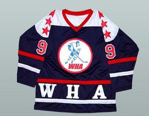 Custom Men Youth Dames Vintage # 9 Boriz Bobby Hull Wha All Star Hockey Jersey Size S-5XL of Custom Any Name of Number