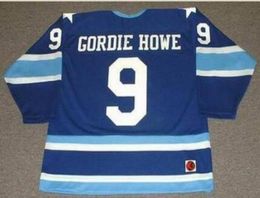 Custom Men Youth Women Vintage 9 Gordie Howe Houston Eros 1974 CCM Hockey Jersey Size S5xl ou personnalisé tout nom ou numéro7795736
