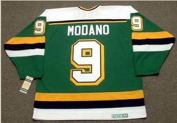 Personnalisé Hommes Jeunes femmes Vintage # 9 MIKE MODANO Minnesota North Stars 1991 CCM Hockey Jersey Taille S-5XL ou personnalisé n'importe quel nom ou numéro