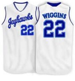 Aangepaste mannen jeugd vrouwen Vintage Andrew Wiggins #22 Kansas Jayhawks basketbal Jersey maat S-4XL of aangepaste naam of nummer jersey
