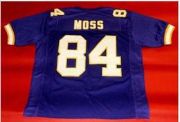 Aangepaste mannen jeugd vrouwen vintage aangepaste #84 Randy moss 1998 retro college voetbal jersey maat s-4xl of custom elke naam of nummer trui