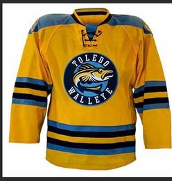 Custom Men Youth femmes vintage ECHL Toledo Walleye « Real Fish » Alternate A.J. Jenks 27 Evan Rankin 86 maillot de hockey vintage taille S-5XL