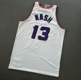 Aangepaste mannen jeugd vrouwen Vintage Steve Nash 96 97 witte College Basketball Jersey maat S-4XL of aangepaste naam of nummer jersey