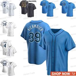 Maillot de baseball personnalisé pour hommes Kevin Kiermaier Brandon Lowe Wander Franco Blanc Ji-man Choi Randy Arozarena Roman Quinn Evan Longoria Boggs Blu