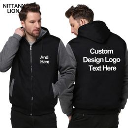 Aangepaste heren hoodies diy print ontwerp hoodie herfst winter fleece dikker outdoor jas sweatshirts drop 240129