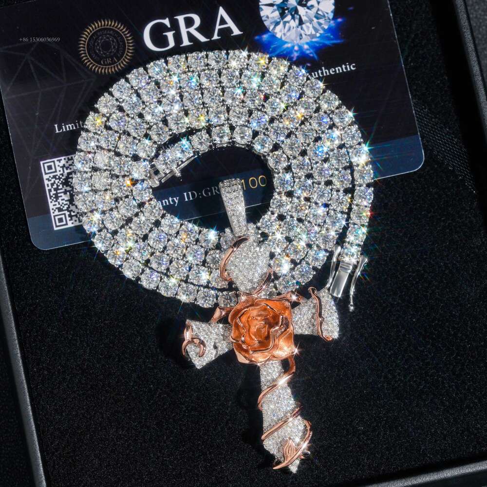 Мужская подвеска-крест из стерлингового серебра VVS с муассанитом и бриллиантами в стиле хип-хоп, ювелирные изделия со льдом