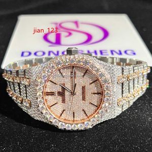 Aangepaste herenhorloges diamant Iced Out Luxury Fashion VVS Mechanisch horloge verzilverd moissanite horloge