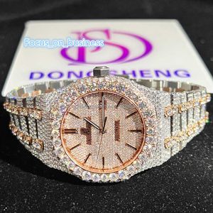 Montres personnalisées pour hommes diamant glacé mode de luxe VVS montre mécanique plaqué argent Moissanite montre