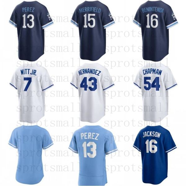 Maillot de baseball personnalisé pour hommes et femmes, Bobby Witt Jr. Royals Salvador Perez Zack Greinke Bo Jackson George Brett Hunter Dozier Brad Keller Josh Staumont Isbel Shirt